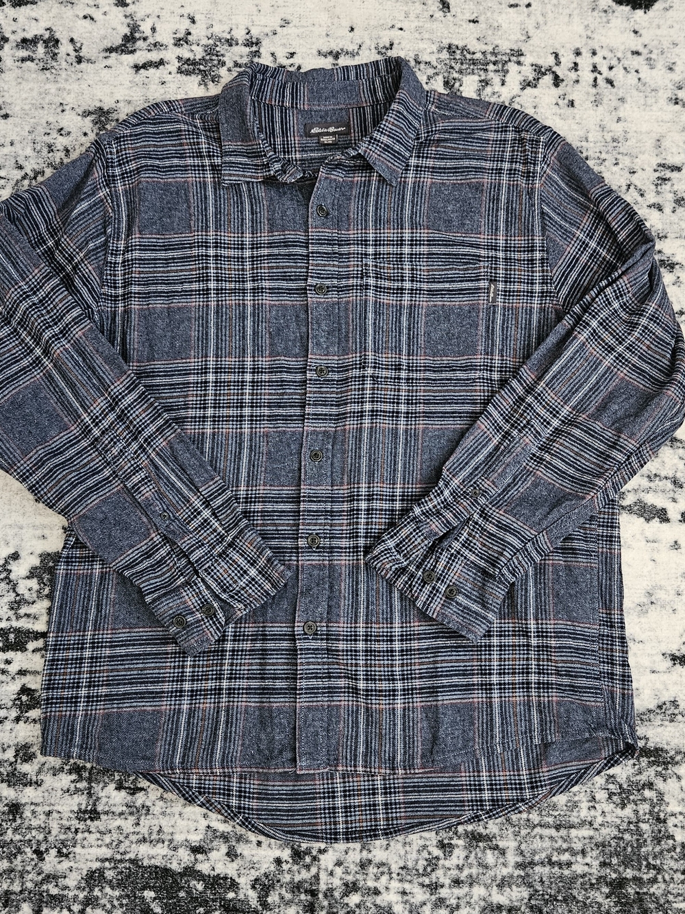 Eddie Bauer Blue Plaid Button-Up Shirt - Picture 2 of 8